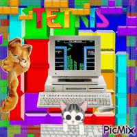Garfield,Chi and tetris animuotas GIF