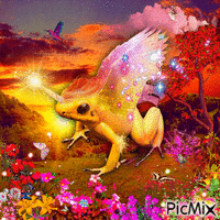 Pegasus Frog Sunrise - GIF animé gratuit