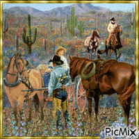 Cowboys Scene - Bezmaksas animēts GIF