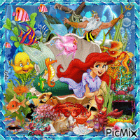 Ariel. Disney. Mermaid. Underwater animēts GIF