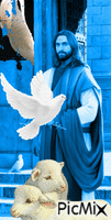 Azul y palomas geanimeerde GIF