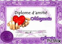 Diplome D'Amitié pour mon amie Marguerita ❤️💚🌼 - Δωρεάν κινούμενο GIF