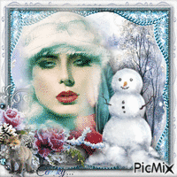 Femme en hiver - Vintage - Gratis geanimeerde GIF