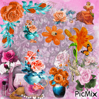 orange and pink flowers Animiertes GIF