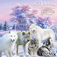 Winter Wonderland. Seasons Greetings. Wolves - Безплатен анимиран GIF