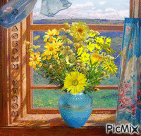 bouquet de fleurs jaunes GIF animé