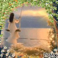 girl on swing - Bezmaksas animēts GIF