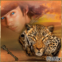 muž a tygr geanimeerde GIF