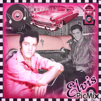 Elvis and his Pink Cadillac Animated GIF