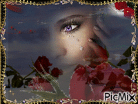 La femme et les roses - Free animated GIF