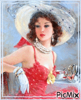Vintage woman painting - Δωρεάν κινούμενο GIF