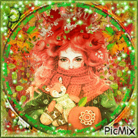 Autumn in red and green GIF animé
