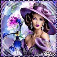 A beautiful lady in hat... - Бесплатный анимированный гифка