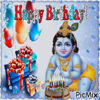 Alles Gute zum Geburtstag Krishna! - GIF animé gratuit