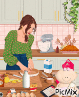 En la cocina, con mamá Animated GIF