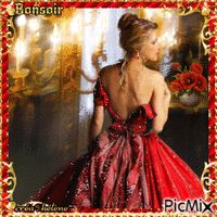 Eloïse en robe rouge animovaný GIF