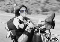 femme moto GIF animé