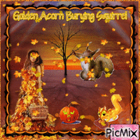 Golden Acorn Burying Squirrel - Zdarma animovaný GIF