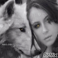 Lady with White Wolf