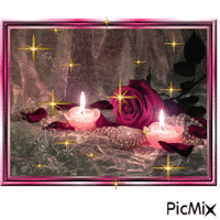 PINK CANDLES, ROSE, AND PEARLS - Free animated GIF