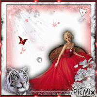 Lady in red.. - GIF animate gratis