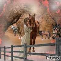 Femme et son cheval. - darmowe png