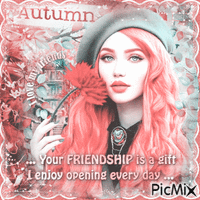 Autumn woman friends GIF animé