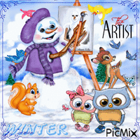 Winter: Snowman Artist Animated GIF