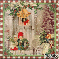 Vintage Card - Merry Christmas - Gratis geanimeerde GIF