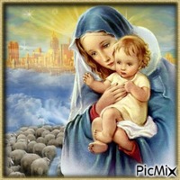Vierge Marie et enfant.