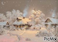 Зимняя ночь - Безплатен анимиран GIF