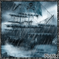 Embarcação pirata na tempestade アニメーションGIF