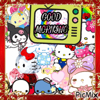 Good Morning Hello Kitty Bom Dia - GIF animado grátis