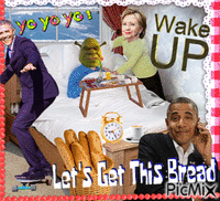 Barack Obama & Hilary Clinton wake up Shrek GIF animata