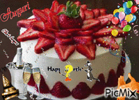 Torta Compleanno alle Fragole animēts GIF