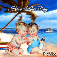 Have a Nice Day Children on the Beach - GIF animé gratuit