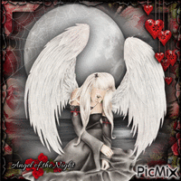 Goth Angel w/Full Moon-RM-03-20-23 - Ingyenes animált GIF