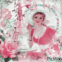 Paris vintage rose animovaný GIF