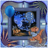 {Roo with Balloon/Nighttime Festival in the 100 Acre Woods} GIF animata