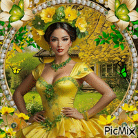 Primavera en verde y amarillo. - GIF animasi gratis