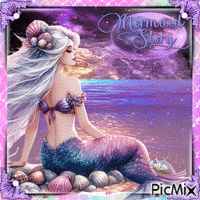 Mermaid in the Moonlight - Free animated GIF