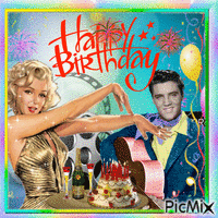 Happy Birthday TO Marylin and Elvis animeret GIF
