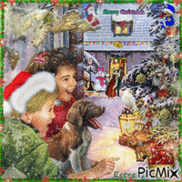 Children having fun in Christmas - GIF animé gratuit