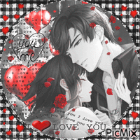 Anime couple love - Gratis geanimeerde GIF