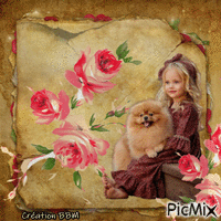 La fillette et son chien par BBM animeret GIF