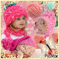 casquettes de couleur rose - GIF animé gratuit