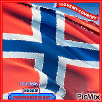 17th May. Hurra. Independence day. I love my country. Norway - 無料のアニメーション GIF