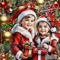 Frohe Weihnachten mit Kindern - 無料のアニメーション GIF