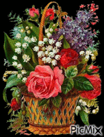flower basket GIF animado