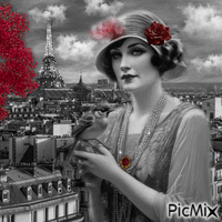 Vintage-Frau - Pariser Hintergrund - GIF animado grátis